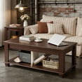 thumbnail image 1 of Leyaoyao Coffee Table Retro Mid-Century Coffee Table W/Storage Open Shelf Living Room, Walnut, 1 of 9