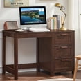 thumbnail image 1 of Leyaoyao Computer Desk with 3 Storage Drawers , Writing for Home Office, Study Work Table for Bedroom and Small Space, Walnut, 1 of 10