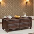 thumbnail image 1 of Leyaoyao Farmhouse Coffee Table with Drawers, Rectangular Rustic Center Table with Hidden Storage for Living Room, Office, Walnut, 1 of 10