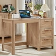thumbnail image 1 of Leyaoyao Home Office Desk 48" Modern Computer Desk Small PC Table with Storage Cabinet, Compact Study Writing Desk for Bedroom, Natural Oak, 1 of 10