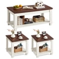 thumbnail image 1 of Leyaoyao Living Room Table Set of 3, Rustic Coffee Table & 2 Side Tables with Wooden Legs, Coffee and End Table Sets for Living Room, White, 1 of 10
