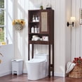 thumbnail image 1 of Leyaoyao Rattan Toilet Storage Cabinet, Over The Rack Wood Cabinet with Slide Door Stand, Bathroom Small Cupboard, Walnut, 1 of 7