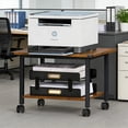 thumbnail image 1 of Leyaoyao Under Desk Printer Stand 2-Tier Mobile Printer Table w/ Storage Shelf Lockable Wheels for Home, Office, Brown, 1 of 7