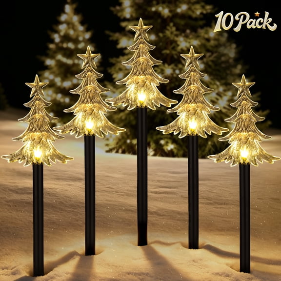 Leyaron Christmas Pathway Lights, 10 Pack 8 Modes Christmas Stake Lights for Outdoor Yard Garden Path Lawn Patio Grave Party Home Xmas Decor
