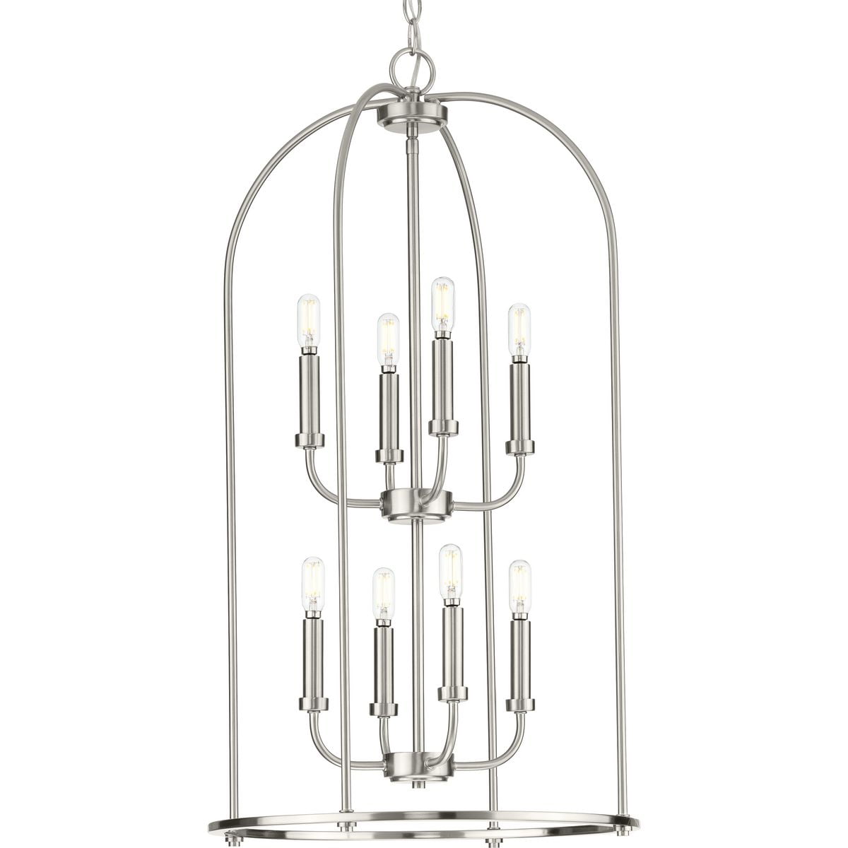 Leyden Brushed Nickel 8-Light Farmhouse Foyer Pendant