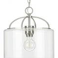 thumbnail image 1 of Leyden Collection One-Light Brushed Nickel and Clear Glass Farmhouse Style Hanging Pendant Light, 1 of 7