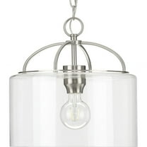 Leyden Collection One-Light Brushed Nickel and Clear Glass Farmhouse Style Hanging Pendant Light