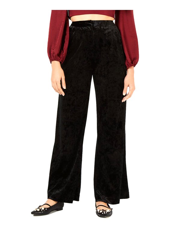 | Velvet Wide-Leg Pants | Black | Size XS
