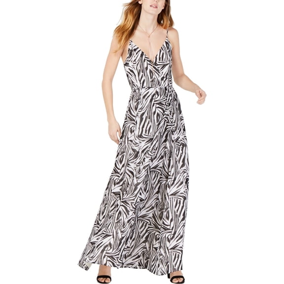 Leyden Womens Animal Print Daytime Wrap Dress B/W XL