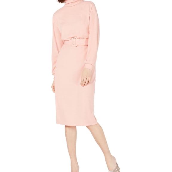 Leyden Womens Belted Sweater Dress, Pink, X-Large