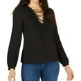 thumbnail image 1 of Leyden Womens Lace-Trim Pullover Blouse, Black, Large, 1 of 2