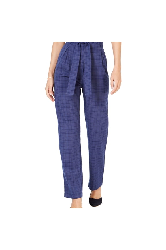 Womens Paperbag Dress Pants, Blue, Large