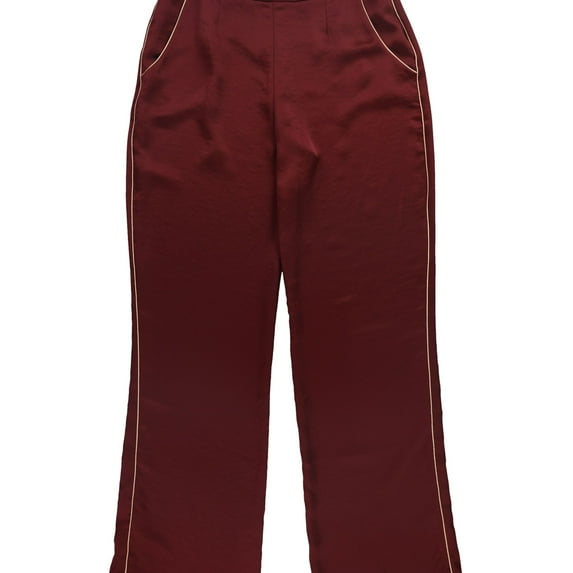 Leyden Womens Piped Casual Wide Leg Pants, Red, Medium