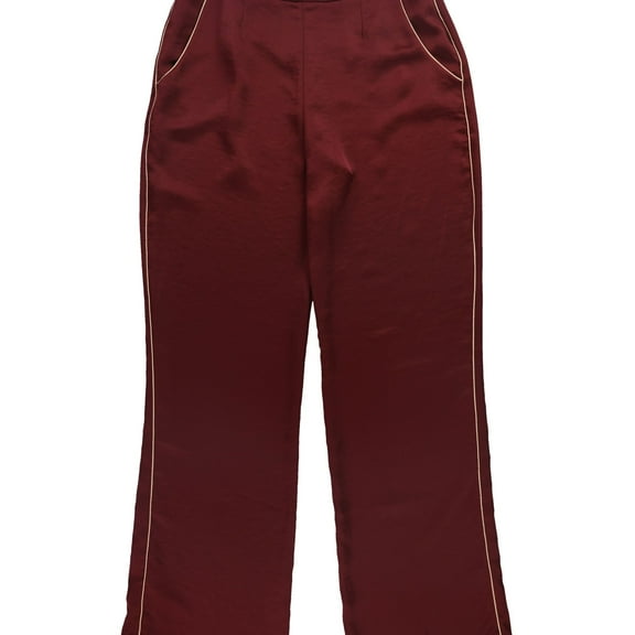 Leyden Womens Piped Casual Wide Leg Pants, Red, Small