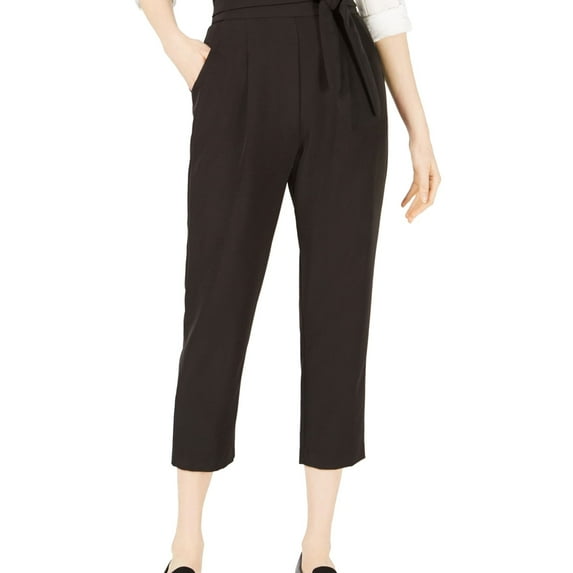 Leyden Womens Reggie Tie Casual Trouser Pants, Black, Small
