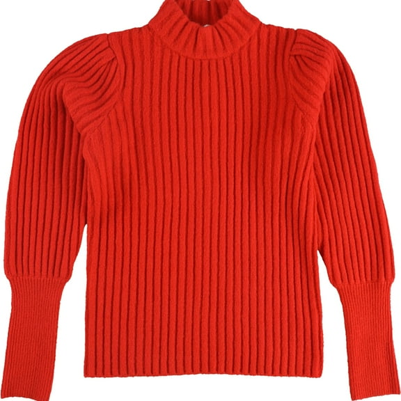 Leyden Womens Ribbed Mock Neck Pullover Sweater, Red, Medium