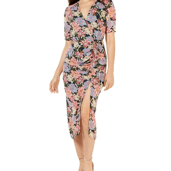 Leyden Womens Ruched Midi Dress, Multicoloured, X-Large