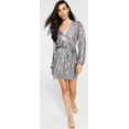 thumbnail image 1 of Leyden Womens Sequined Wrap Dress (Silver, XS), 1 of 4