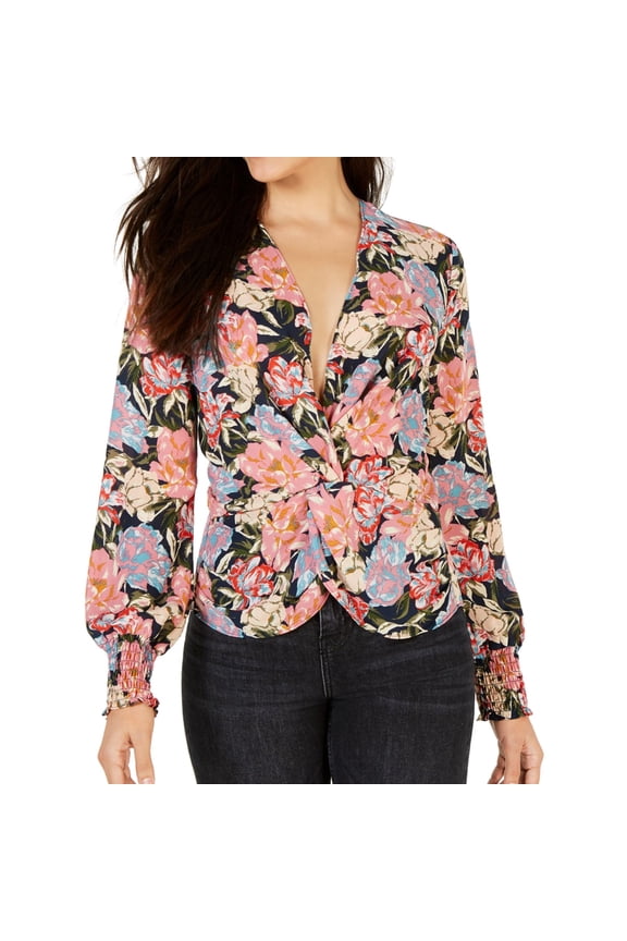 Womens Twist Front Pullover Blouse, Multicoloured, Medium