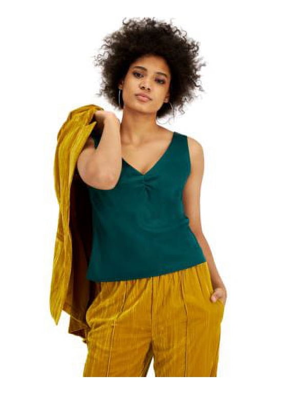 Womens V-Neck Camisole Top, Green/M
