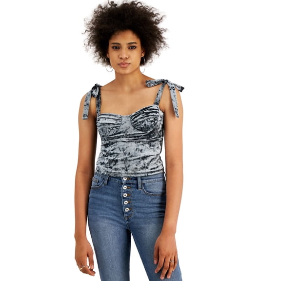 Leyden Womens Velvet Bustier Tops, Aqua, X-Small