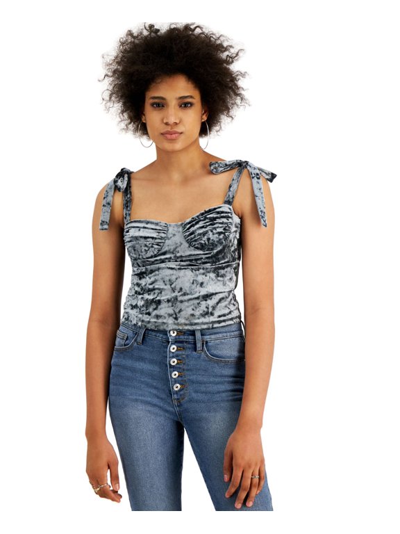 Womens Velvet Bustier Tops, Aqua, X-Small
