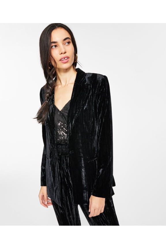 Womens Velvet One Button Blazer