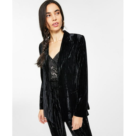 Leyden Womens Velvet One Button Blazer