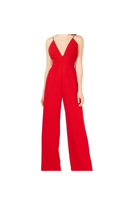 Womens Wide-Leg Jumpsuit, Red, Medium