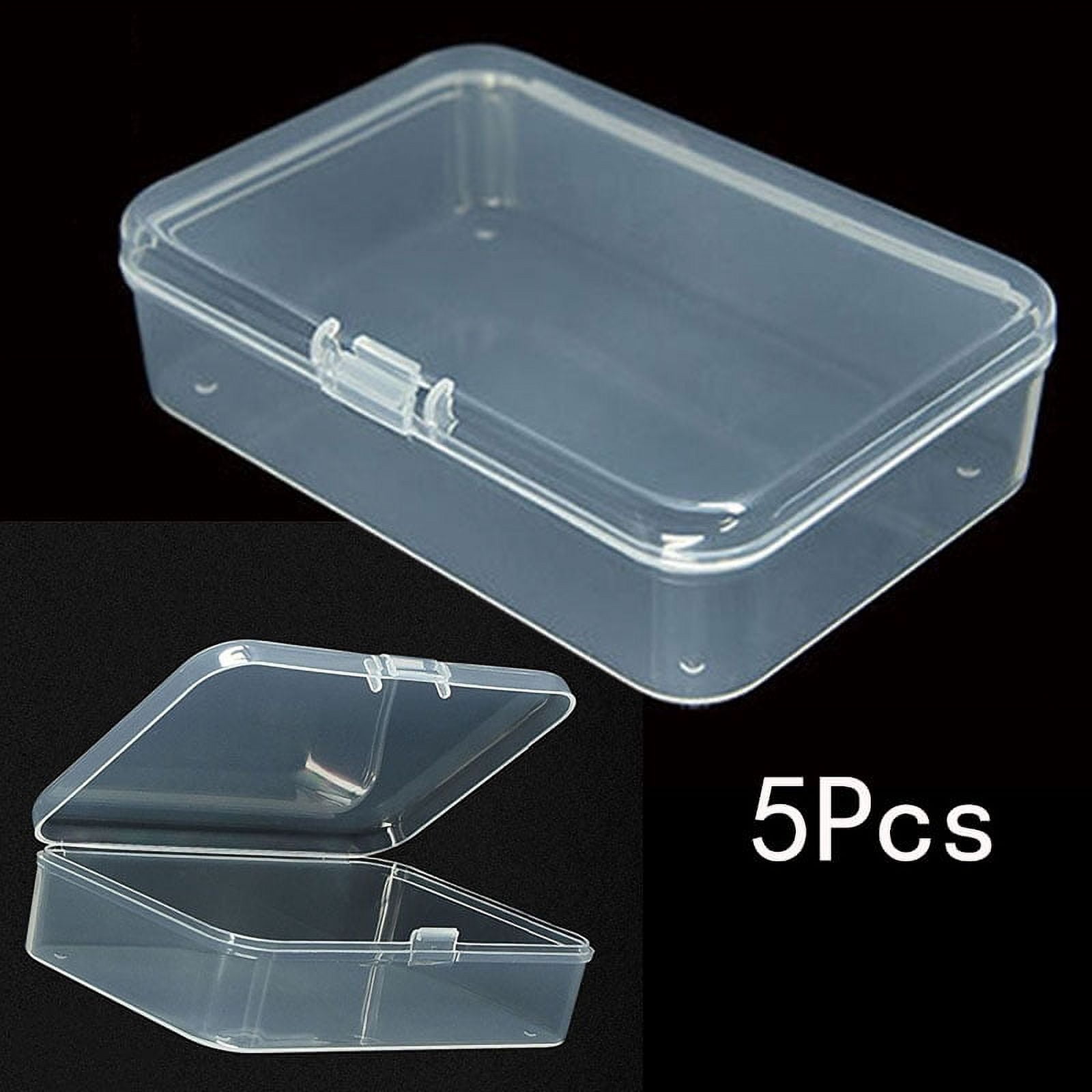 5/10pc Plastic Transparent Rectangle Storage Box With Lid Small