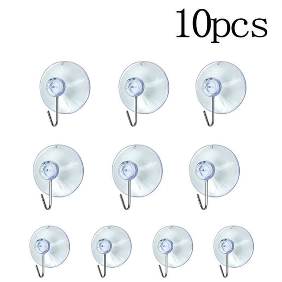 Leye Easy to Attach Suction Cup Wall Hooks, Metal Clear, (10 Packs)