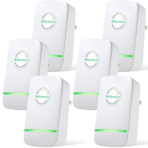 Leyeet 6 Pcs Power Saver, Energy Saving Device, Power Saver Electricity Saving Box Household Voltage Stabilizer Energy Saver Household Office Market US Plug 90V-250V 30KW
