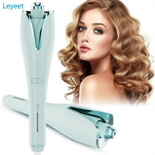 Leyeet Auto Hair Curler Automatic Curling Iron Wand with 1 Large Rotating Barrel 4 Temps 3 Timer Settings Curling Iron with Dual Voltage Auto Shut Off Fast Heating Spin Iron Green