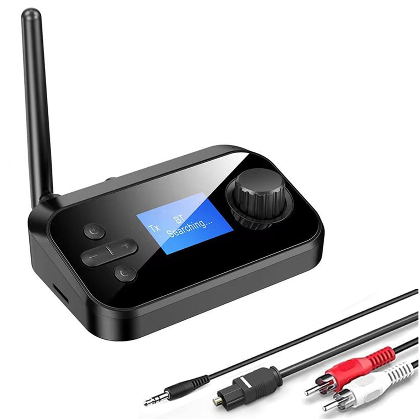 Leyeet Bluetooth 5.0 Transmitter Receiver for Headphones 2 in 1 Audio Adapter with Bypass Low Latency LCD Display ON OFF Switch Volume Control Optical AUX RCA for Headphone Speaker TV Home Stereo Walm...
