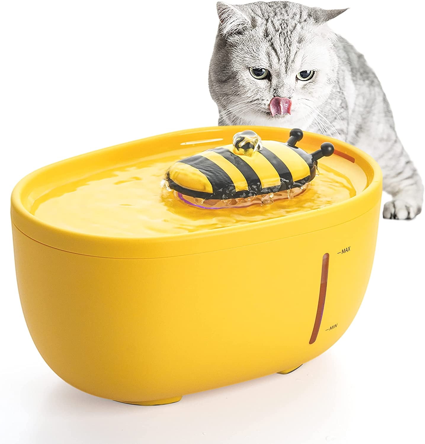 Leyeet Cat Water Fountain, 68oz/2L Pet Fountain with Smart Pump, Automatic Dog Water Dispenser with 2 Extra Carbon Filters, Ultra Silent Drinking Fountain with Led Light for Cats, Dogs, Multiple Pets