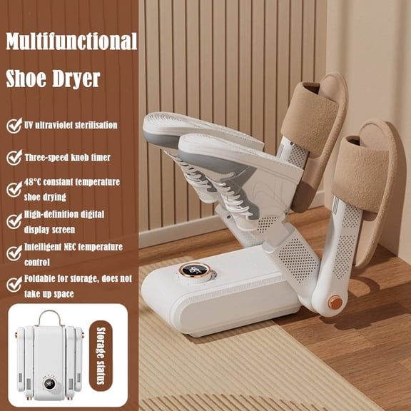 Leyeet 4-Head Electric Shoe Dryer, Foldable Boot Dryer for with Digital Display & 3 Timer Settings