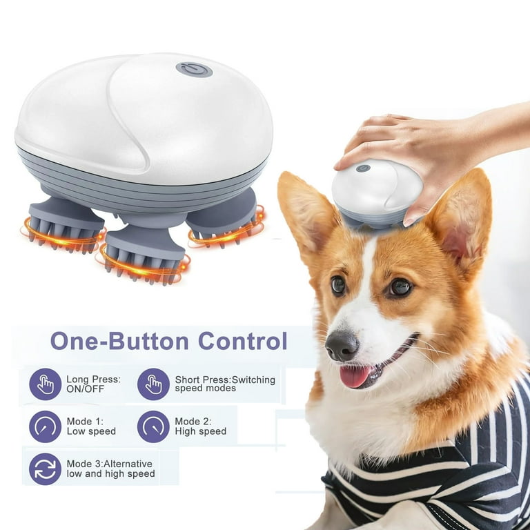 Leyeet Handheld Pet Massager for Dogs and Cats, Electric Pet Massager with  4 Massage Heads, Portable Waterproof Scalp Massager for Relieving Tight ...