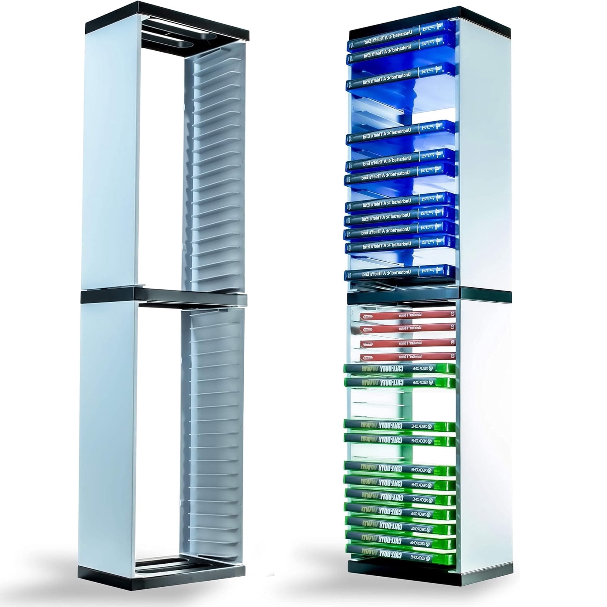 Leyeet Video Game Storage Tower, Vertical Game Disc Holder, Game Holder Organizer Stand with 36 CD Case Storage for Organizing & Displaying, Universal for PS5/PS4/XBOX One/Series/NS Game