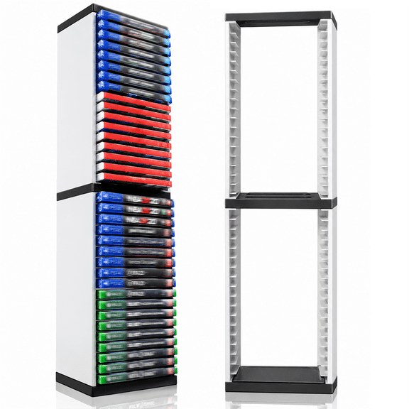 Leyeet Video Game Storage Tower, Vertical Game Disc Holder, Game Holder Organizer Stand with 36 CD Case Storage for Organizing & Displaying, Universal for PS5/PS4/XBOX One/Series/NS Game