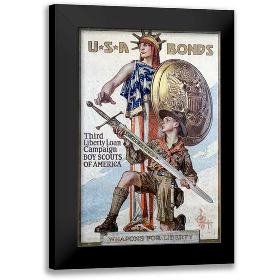 Leyendecker, J.C. 11x14 Black Modern Framed Museum Art Print Titled - Weapons for Liberty, 1918