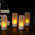 thumbnail image 1 of Leyfeng 4pcs/set Rechargeable LED Flickering Flameless Candles Tealight Candles Lights with Frosted Cups Charging Base Yellow Light AC100-240V, 1 of 8