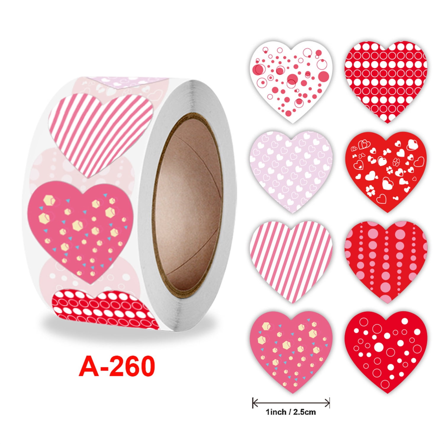 Leyfeng 500 Sticker Rolls, 1 Inch Heart Shaped Label Stickers, Self ...
