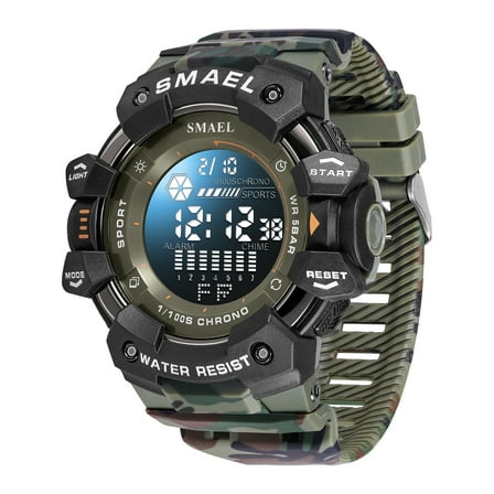 Camo Watch, Smael Camo Style Men Outdoor Sports Watch Fashion Student Waterproof Digital Wristwatch Adolescent Multifunction Wristwatch