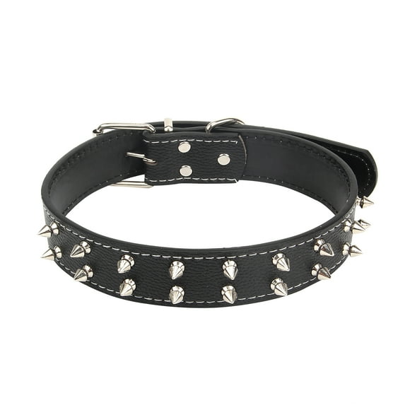 Leyfeng Collar, Dog Collar with Rivets Adjustable Buckle Pu Leather Chic Collars for Medium Large Dogs