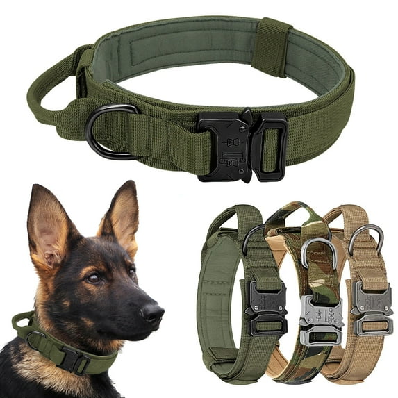 Leyfeng Collar, Tactical Dog Collar Military Adjustable Duarable Nylon German Shepard for Medium Large Walking Training Pet Accessories