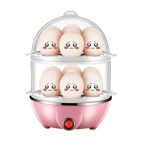 Leyfeng Double Layer Egg Cooker 14 Egg Capacity Hard Boiled Egg Cooker Anti-dry Electric Egg Boiler with 40mL Measuring Cup Steam Vegetables