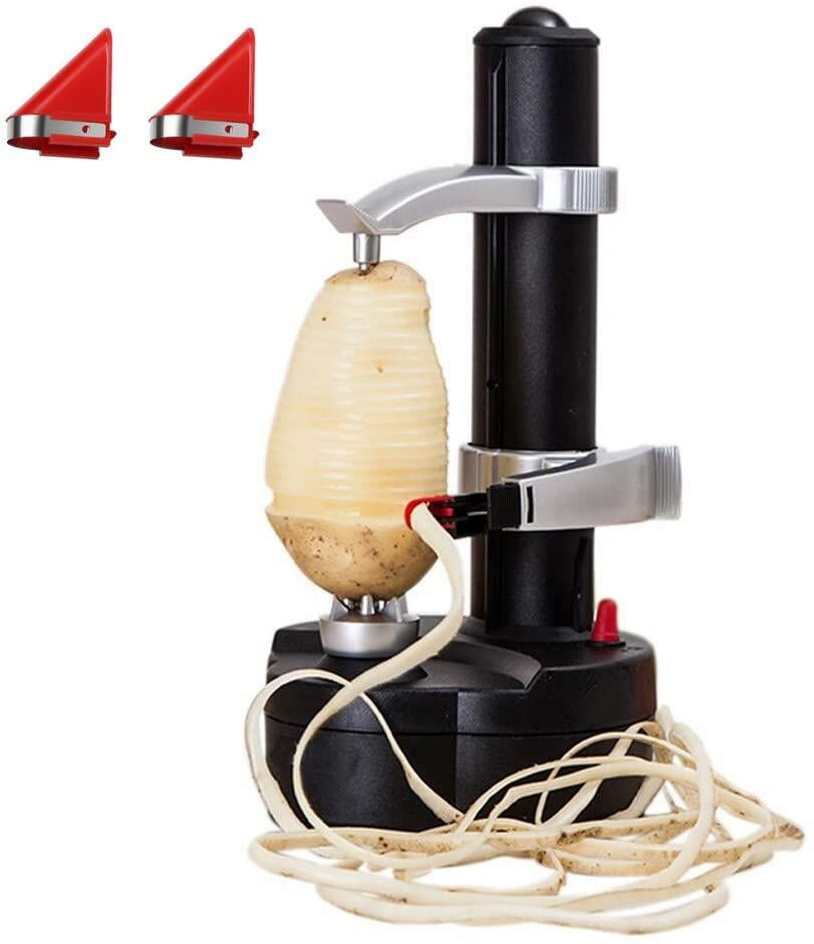 Electric Potato And Apple Peeler With Extra Blades - Automatic, High Efficiency, Black