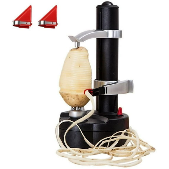 Leyfeng Electric Potato Peeler, Automatic Rotary Apple Peeler, Fruit and Vegetable Cutter with 2 Extra Blades, Kitchen Household Peeling Tool