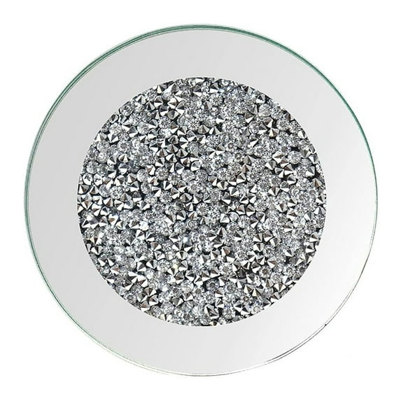 Leyfeng Glass Mirrored Coaster for Drinks Crushed Diamond Round/Rectangle Cup Mat Decor on Tabletop for Home, Bar