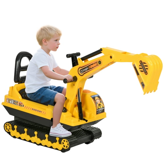 Leyfeng Ride On Excavator Toy for Toddlers 18-48 Months, Kids Digger Walker with Storage & Levers, No Power Construction Truck, 66 lb Capacity